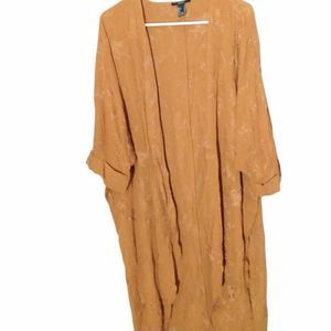 Forever 21 Floral Embroided Kamoto Dress Jacket Size Large Color Brown Mustard